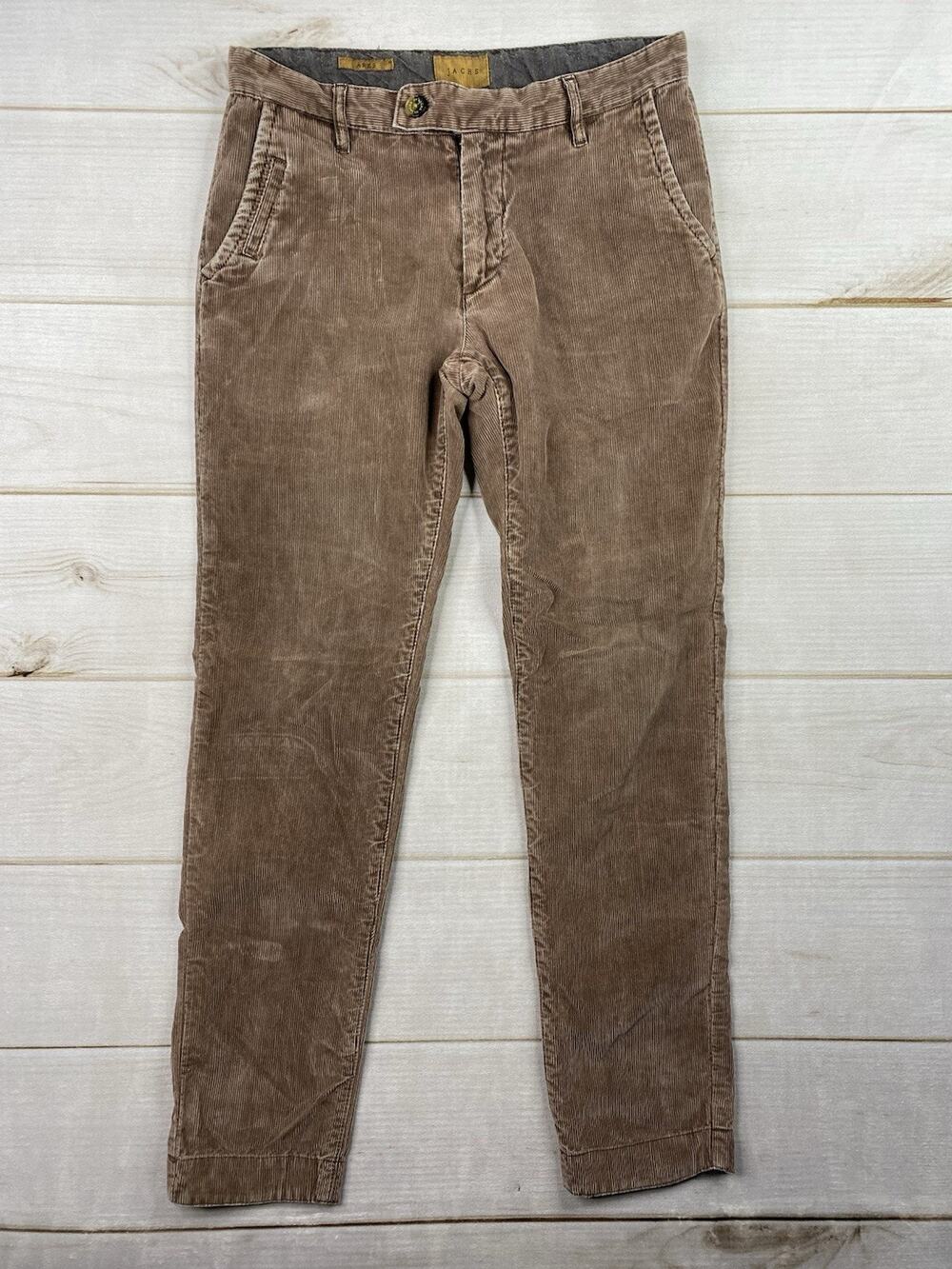 Jachs Corduroy Pants Mens 30x31 Brown Ares Slim Straight Fit Tapered Distressed